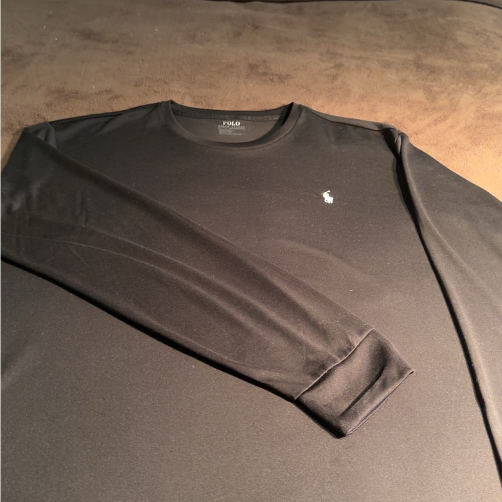 Polo by Ralph Lauren Long Sleeve Crewneck Tee in Burgundy with Yellow Pony - Picture 9 of 10